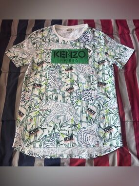 KENZO Kids White Jungle Print Logo T-shirt
